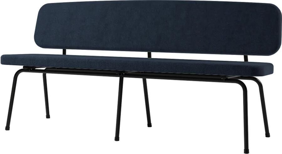 Design in Box Bench no. 1012 eetkamerbank 162cm breedte Frame Jet Black RAL9005 + Stoffering Member Denim
