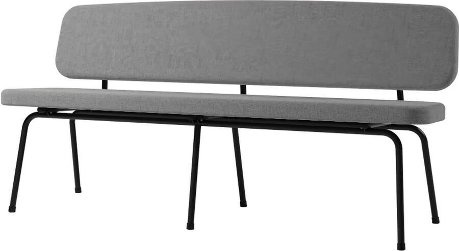 Design in Box Bench no. 1012 eetkamerbank 162cm breedte Frame Jet Black RAL9005 + Stoffering Member Ash Grey