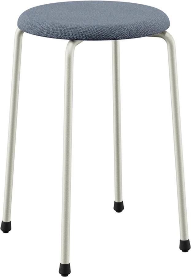 Design in Box Stool no. 71 krukje Frame Pearl White RAL1013 + Stoffering Member Denim