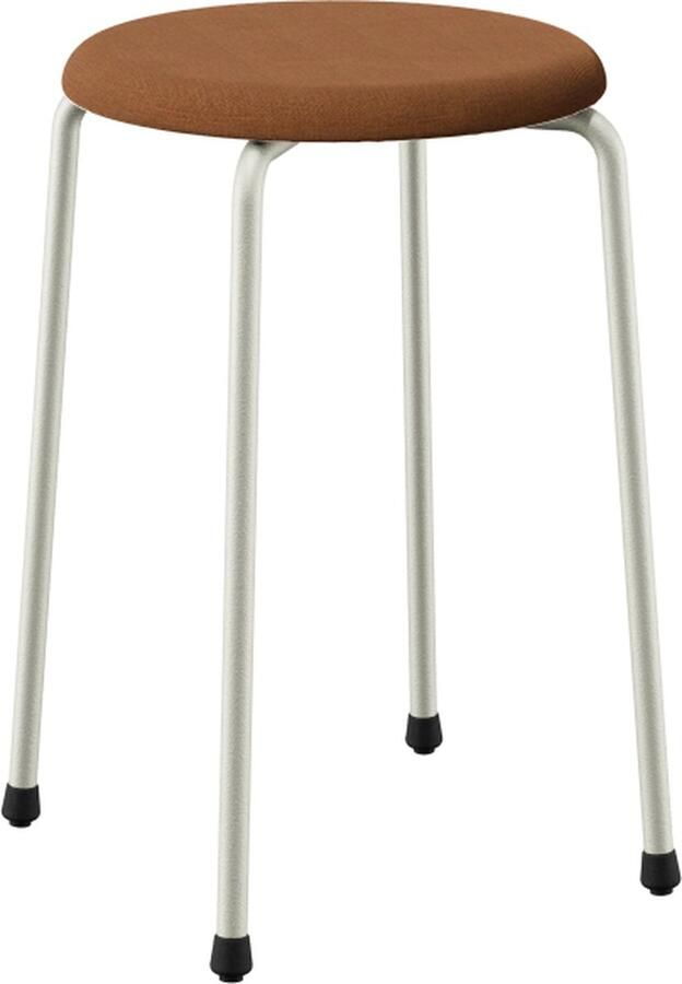 Design in Box Stool no. 71 krukje Frame Pearl White RAL1013 + Stoffering Member Bronze