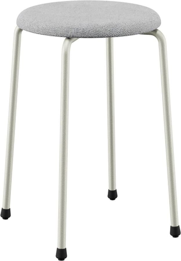 Design in Box Stool no. 71 krukje Frame Pearl White RAL1013 + Stoffering Member Ash Grey