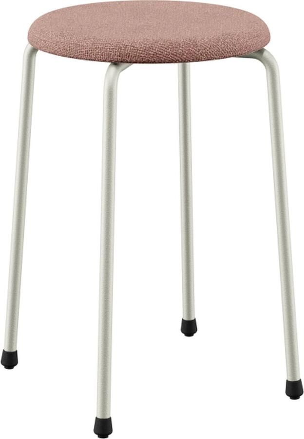 Design in Box Stool no. 71 krukje Frame Pearl White RAL1013 + Stoffering Member Blush