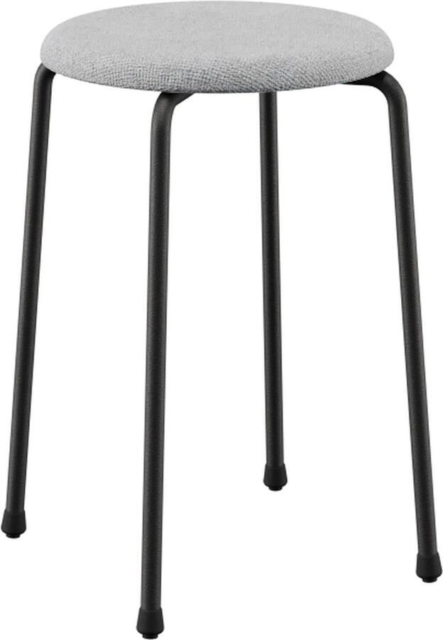 Design in Box Stool no. 71 krukje Frame Jet Black RAL9005 + Stoffering Member Ash Grey