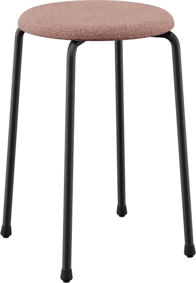Design in Box Stool no. 71 krukje Frame Jet Black RAL9005 + Stoffering Member Blush
