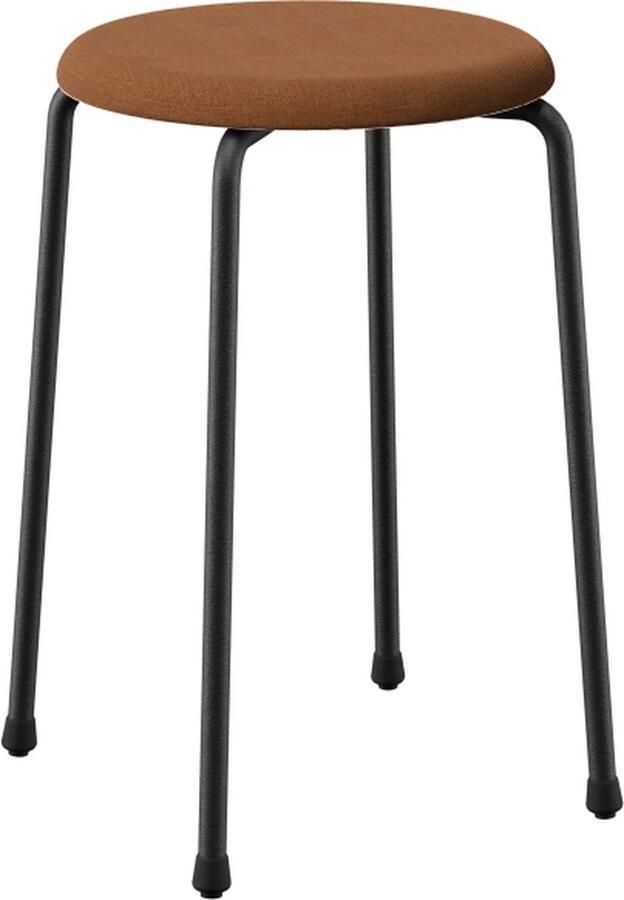 Design in Box Stool no. 71 krukje Frame Jet Black RAL9005 + Stoffering Member Bronze