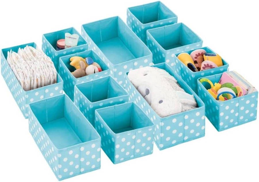 Design m Opbergmand in 3-delige set opbergbox kledingkastorganizer kledingopberger multifunctioneel ruim kinderkamer slaapkamer voor kleding sokken leggings en meer turkoois wit