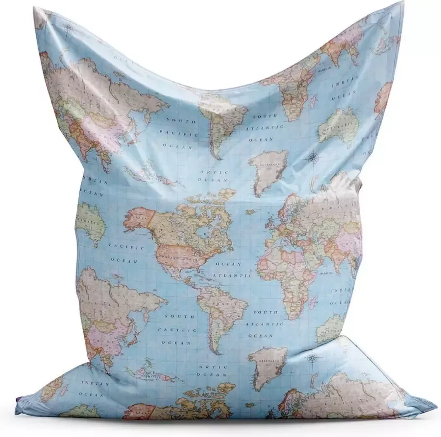 Design Zitzak Wereldkaart Small Blauw