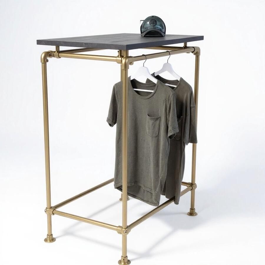 Design85 Kledingrek Goud Steigerbuis 100 cm Breed en 60 cm Diep Robuust Industrieel Design