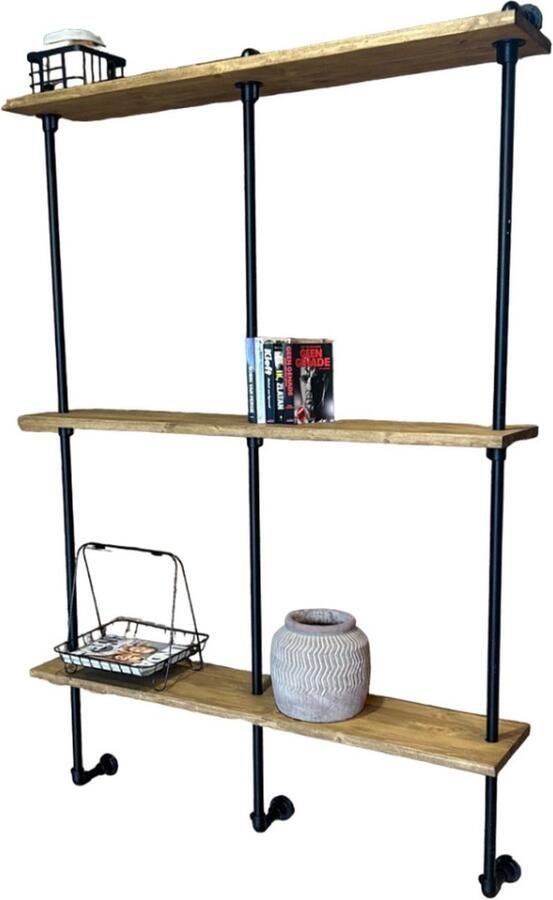 Design85 Wandkast Industrieel 140 cm Steigerbuis & Hout Robuust Design - Foto 2