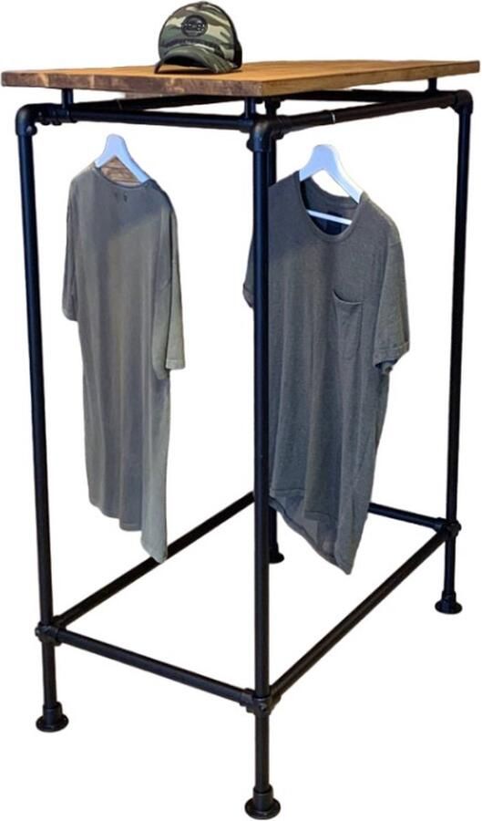 Design85 Houten Kledingrek Strak Design 100 cm Breed Zwarte Buizen Stevig en Modern