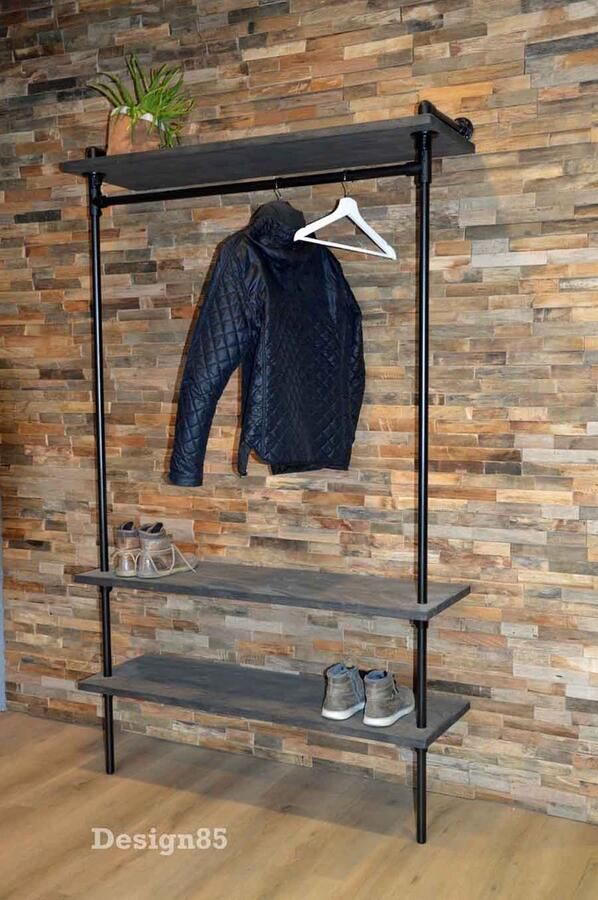 Design85 Fiks Wandkapstok Zwarte Wax 80 cm Halaccessoires Stijlvol en Duurzaam Ontwerp