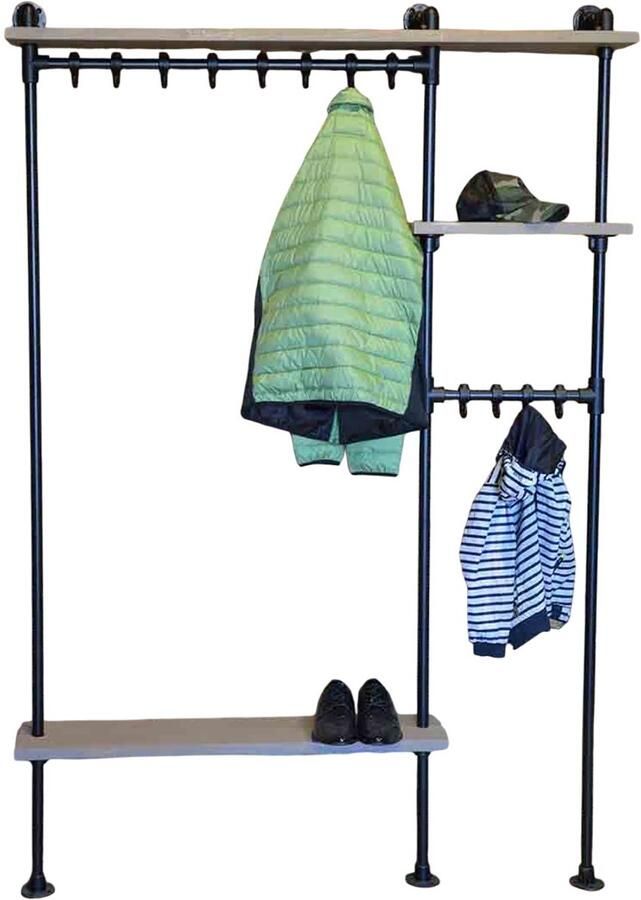 Design85 wandkapstok Hip 140 cm breed x 20 cm diep- Taupe Kleur 1 onderschap 8 haken links 4 haken rechts