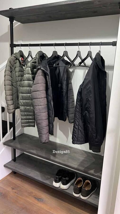 Design85 Wandkapstok Met Hoedenplank Kleerhanger 120 cm Breed Zwarte Wax