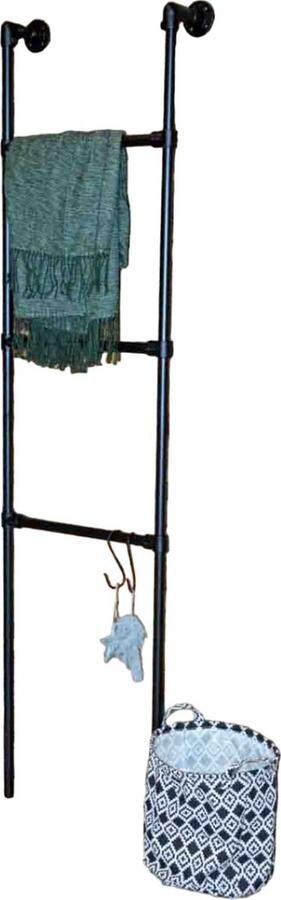 Design85 Wandladder Kledingrek van Steigerbuizen Zwart 1 Stuk Industrieel Design
