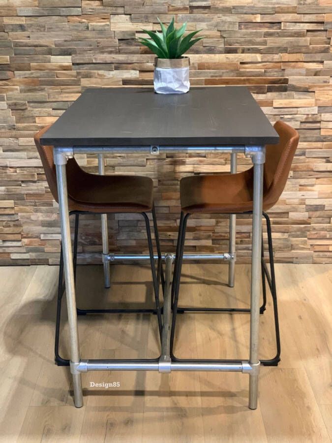 Design85 Industriële bartafel Modern 120 cm breed Zwart blad