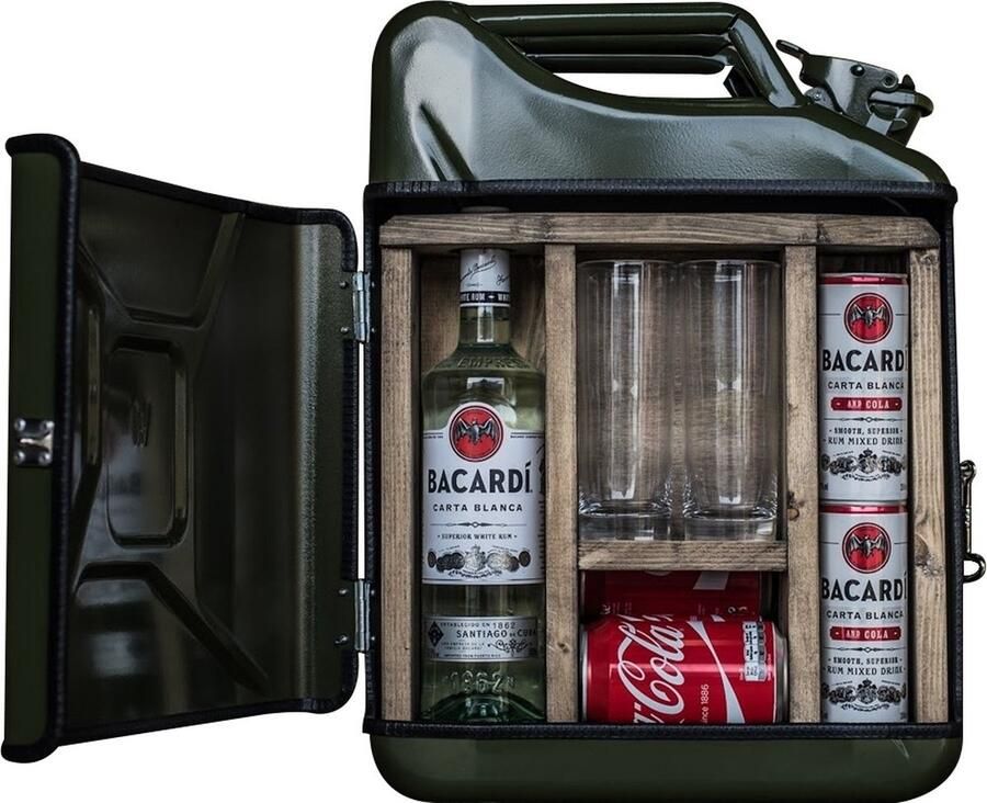 Designed by Man Jerrycan bar groen Draagbare Drankkast 20L Groen & Hout Interieur Mancave Must-have DBM groen - Foto 4