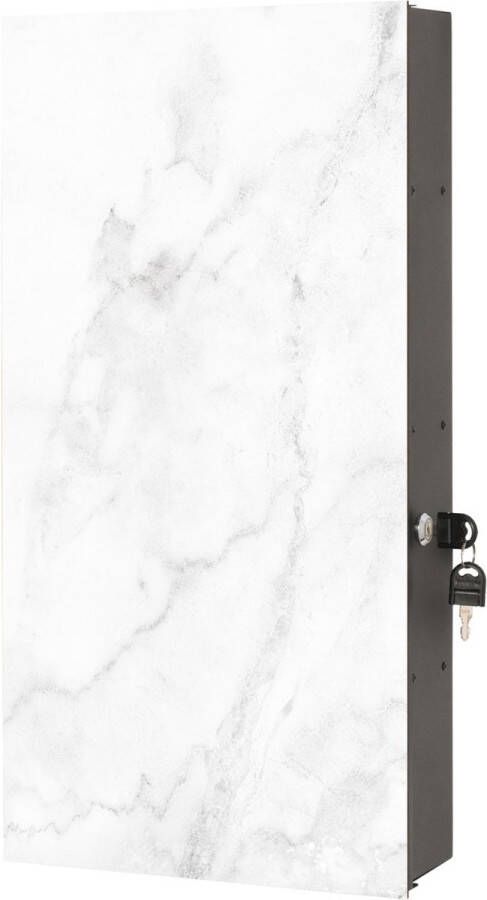 Designglas Badkamerkast Medicijnkast Badkamerkast hoog- Hangend Hangkast Gehard glas 31x61cm Wit marmer