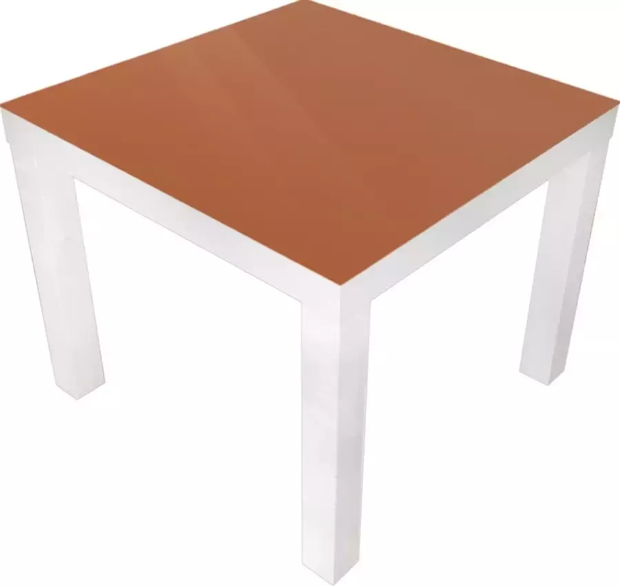 Designglas Salontafel Glas Bijzettafel Woonkamer Koffietafel Ikea Lack Onderstel Nootachtig 55x55cm