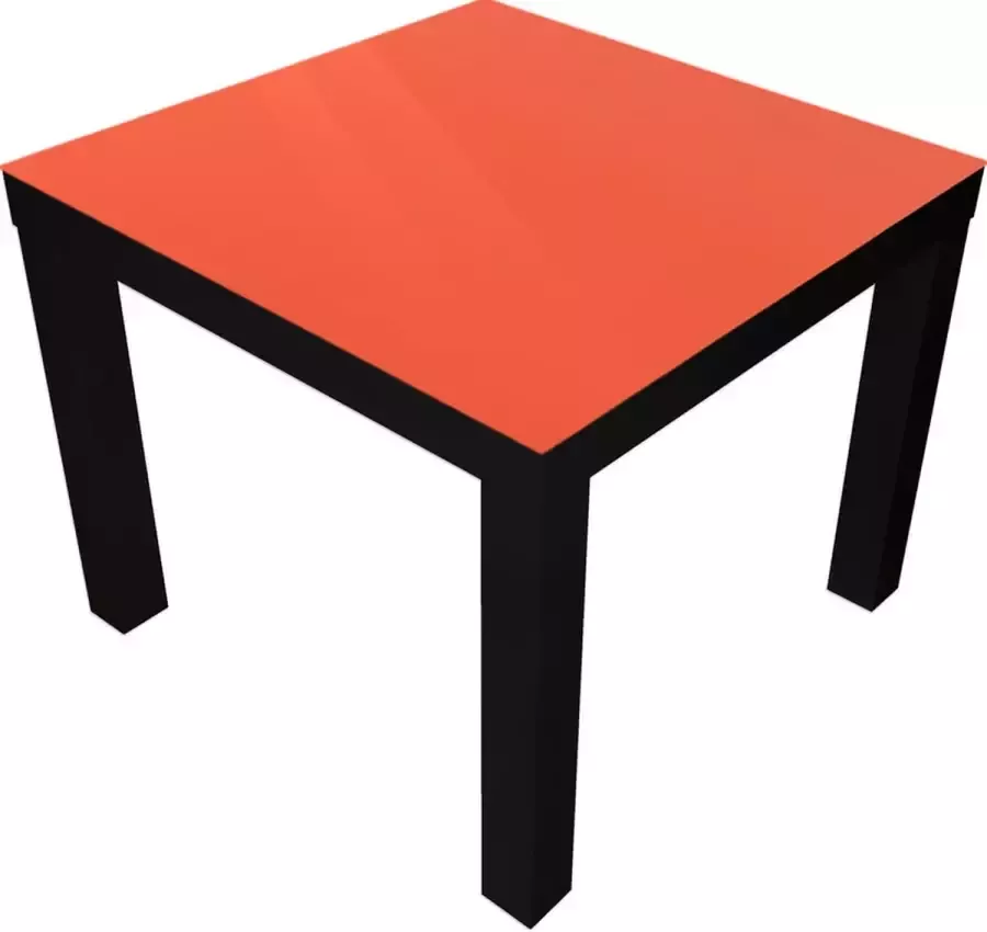 Designglas Salontafel Glas Bijzettafel Woonkamer Koffietafel Ikea Lack Onderstel Oranje 55x55cm