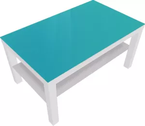 Designglas Salontafel Turquoise Blad Van Glas Ikea Lack Onderstel 90x55cm Bijzettafel Woonkamer Koffietafel