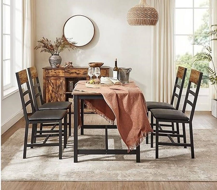 DesignMeubelsNL Eetkamerstoelen Keukenstoelen Set van 2 Gestoffeerde zitting Stalen frame Ergonomisch ontwerp