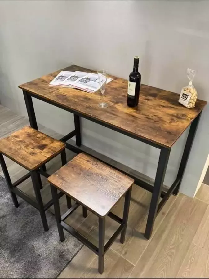 DesignMeubelsNL Industriële bar set incl. 2 krukken