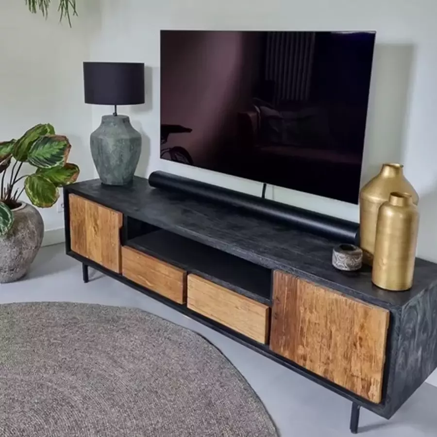 DesignMeubelsNL Industriële tv meubel mangohout 180 cm