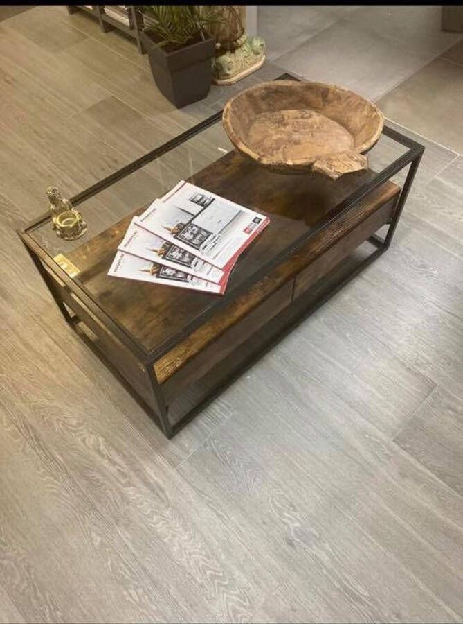 DesignMeubelsNL Luxe salontafel met lades en glasplaat