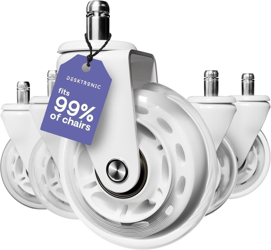 Desktronic Bureaustoelwielen Zwenkwielen Set van 5 stuks Wit Eersteklas