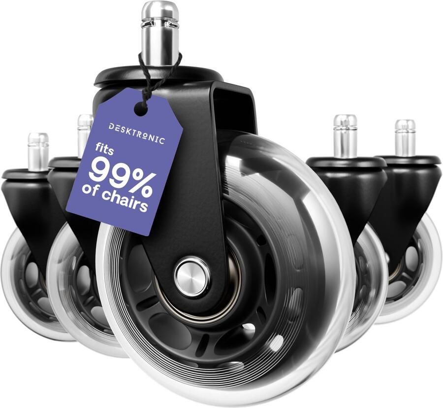 Desktronic Bureaustoelwielen Zwenkwielen Set van 5 stuks Zwart Eersteklas