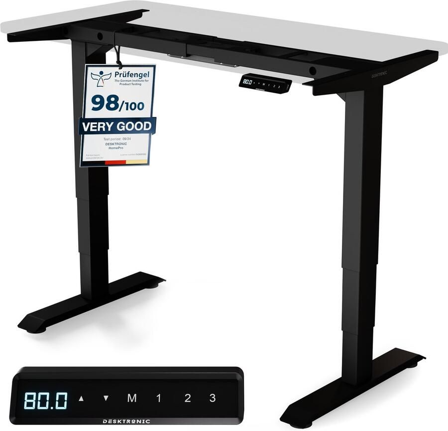 Desktronic HomePro Zit-sta Bureau Elektrisch In Hoogte Verstelbaar Frame Zwart 120x60-200x80cm Bureaublad