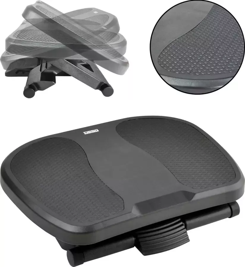 Desq Voetensteun 60081 Zwart 3 posities verstelbaar Stevig kunststof Anti slip 45 graden kantelbaar