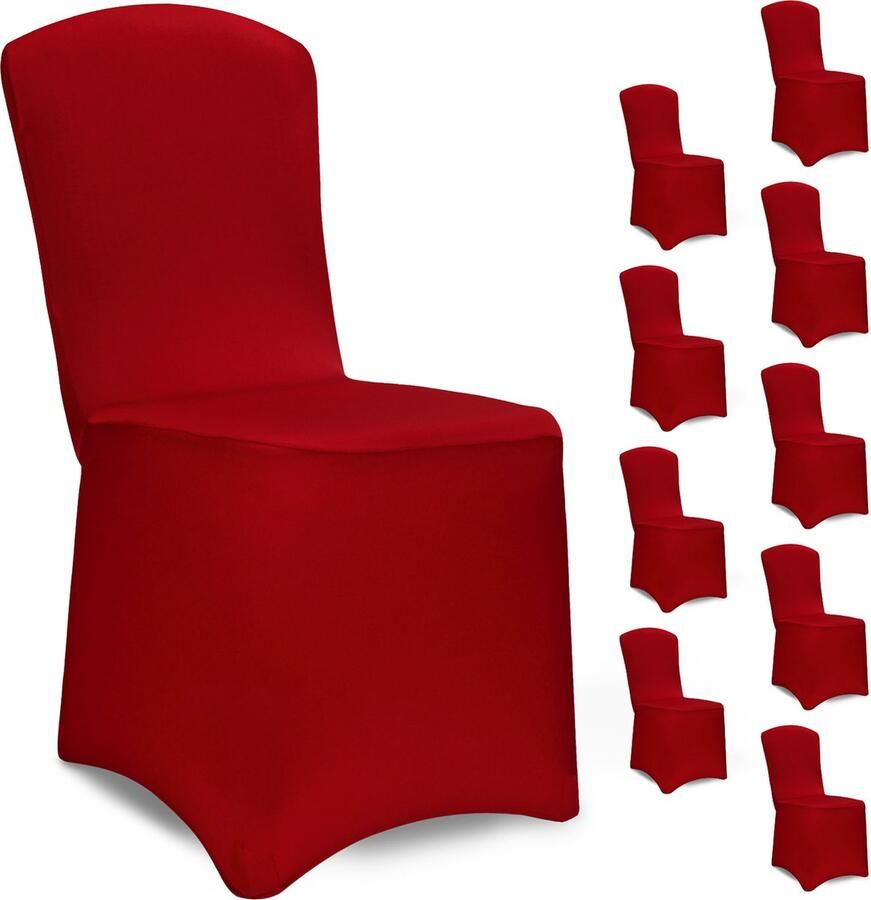Detex Set 10 Stoelhoezen Eetkamerstoelen Univeerseel Stretch Bordeauxrood