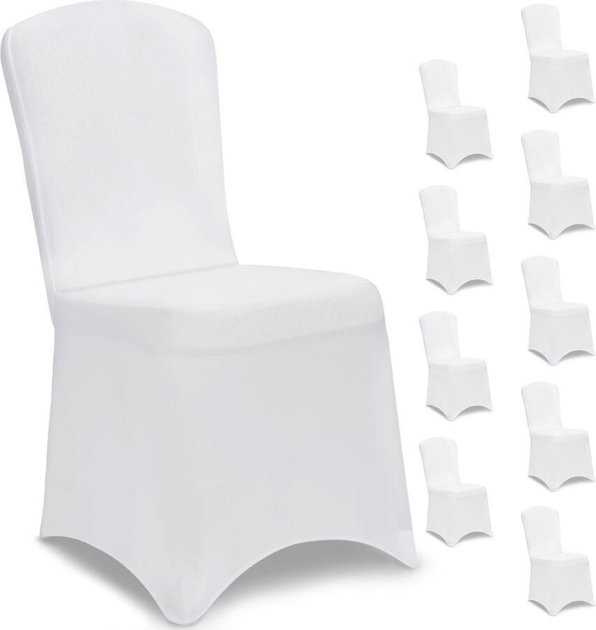 Detex Set 10 Stoelhoezen Eetkamerstoelen Univeerseel Stretch Wit