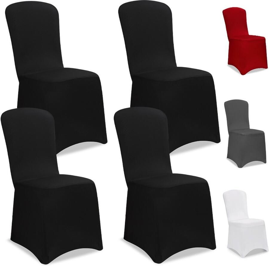 Detex Set 4 Elastische Stoelhoezen 80 tot 110cm Universeel Antraciet