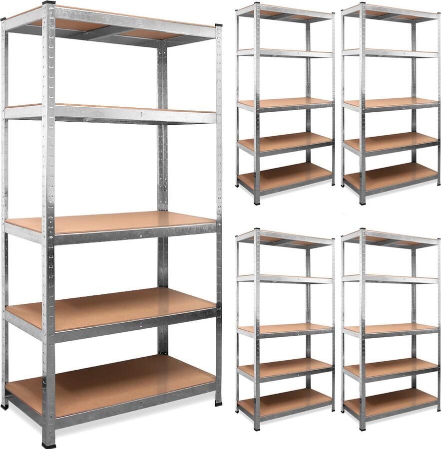 Deuba Monzana Schroefloze Stellingkast Set van 5 Metaal 875kg 180x90x40cm