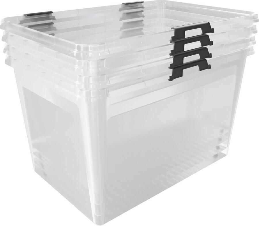 Deuba Opbergbox Set van 6 Kunststof 60L 58x39x35cm Transparant