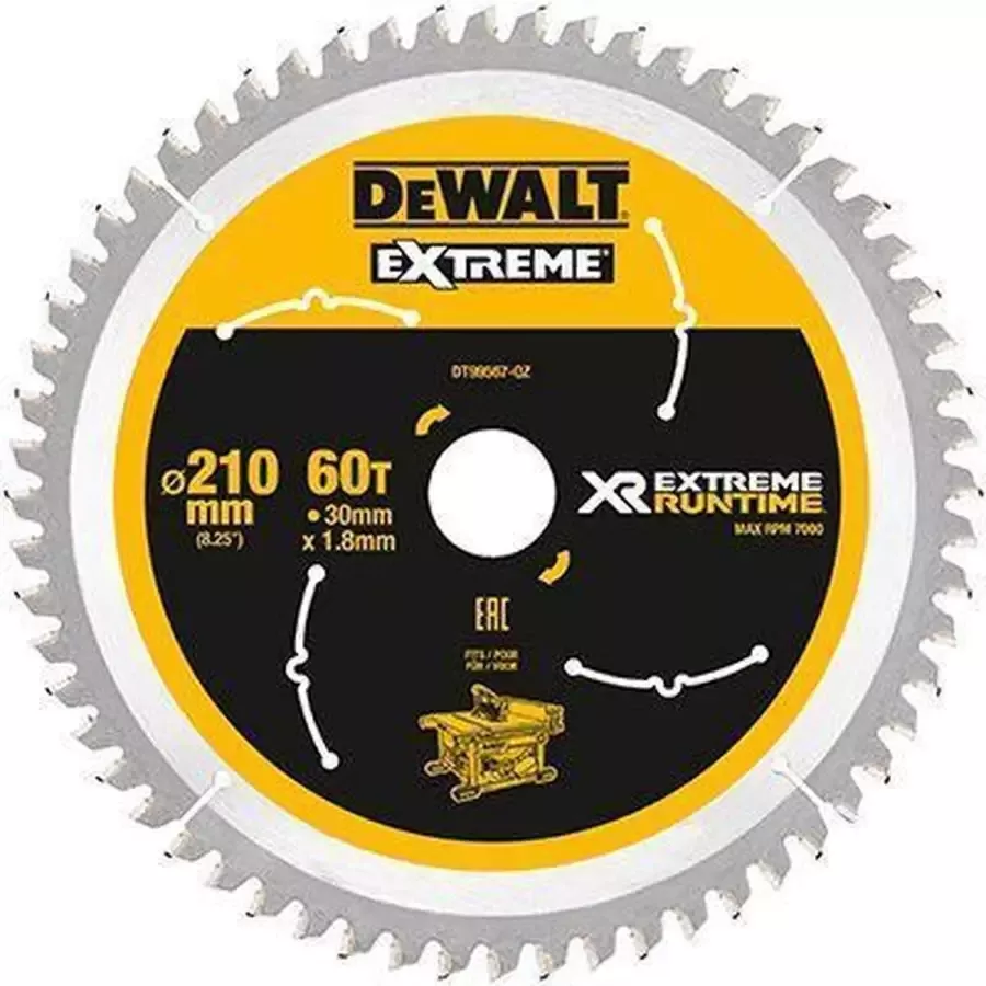 DeWalt Cirkelzaagblad voor Hout Extreme Runtime Ø 210mm Asgat 30mm 60T DT99567-QZ