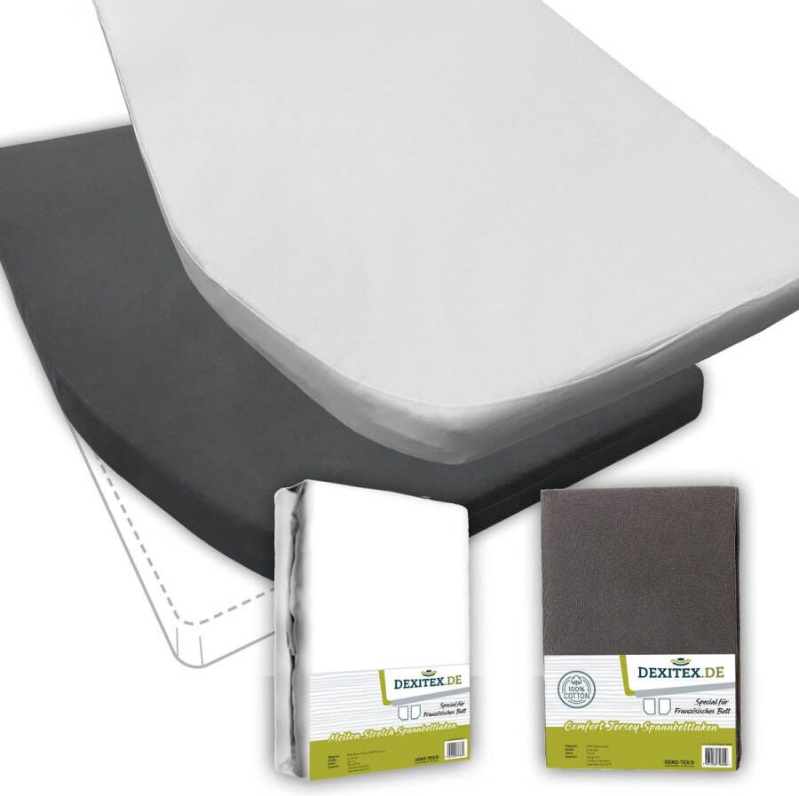 Dexitex Textielpakket Frans bed 1 hoeslaken en 1 molton links Antraciet