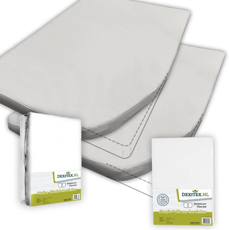 Dexitex Textielpakket Frans bed 1 hoeslaken en 1 molton rechts Wit