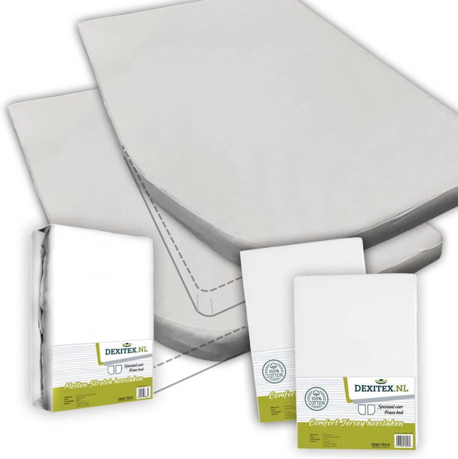 Dexitex Textielpakket Frans bed 1 molton met 2 hoeslakens links 2 x Wit