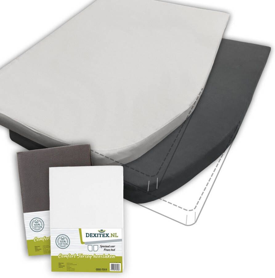 dexitex Textielpakket Frans bed 1 molton met 2 hoeslakens rechts 1 x Wit + 1x Antraciet