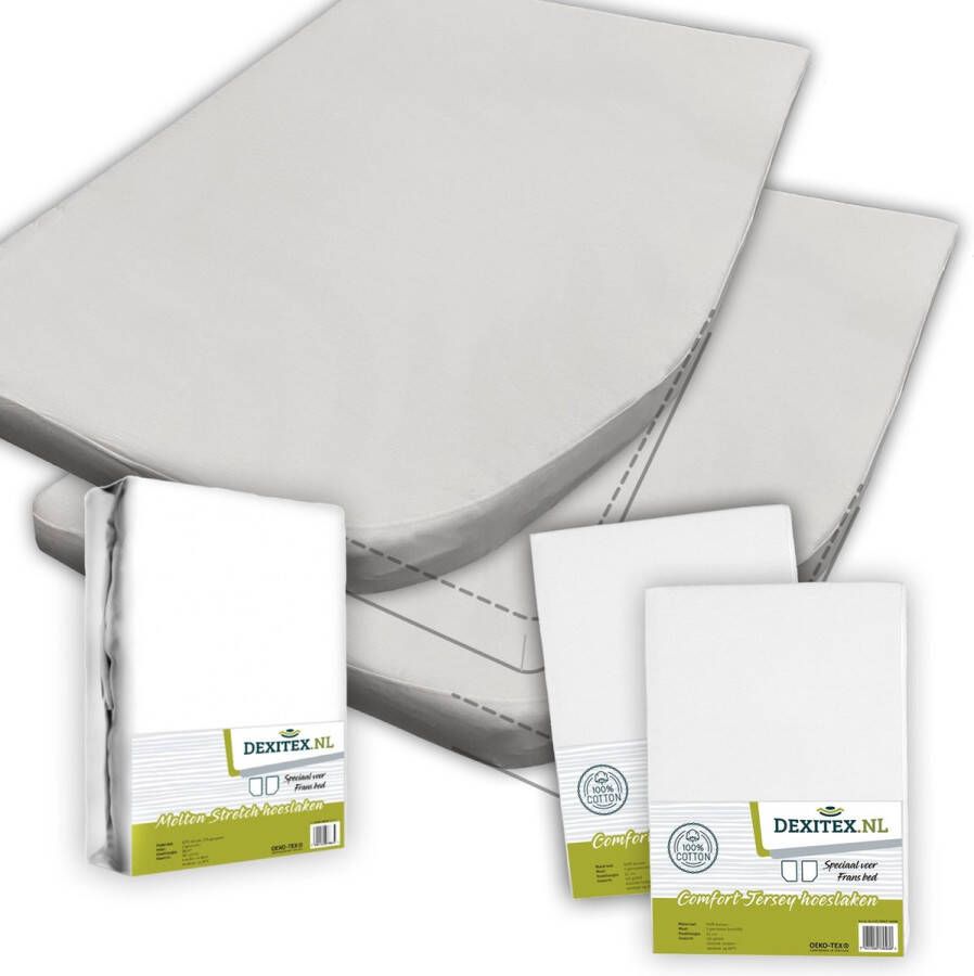 Dexitex Textielpakket Frans bed 1 molton met 2 hoeslakens rechts 2 x Wit