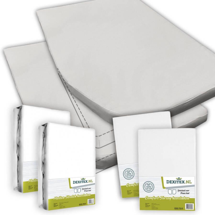 Dexitex Textielpakket Frans bed 2 x Molton WIT 2 x hoeslaken WIT -RECHTS