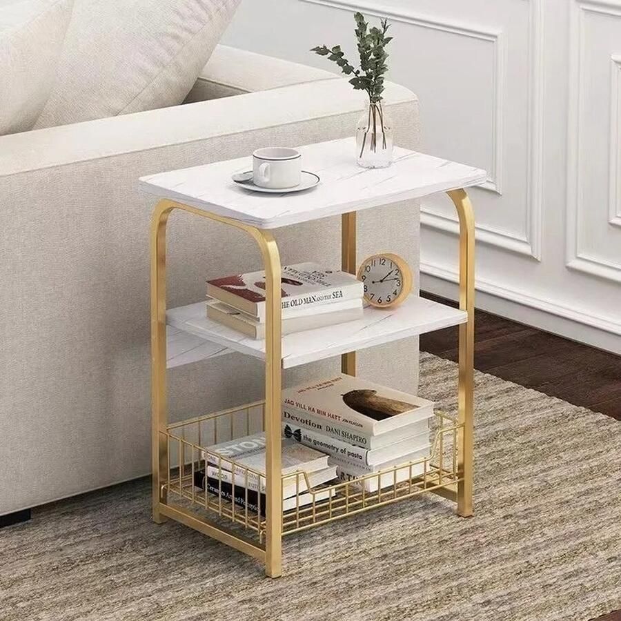 Deze informatie volgt later Amalee Bijzet tafel Goud Marmer Theetafel Woonkamer Slaapkamer Nachtkastje