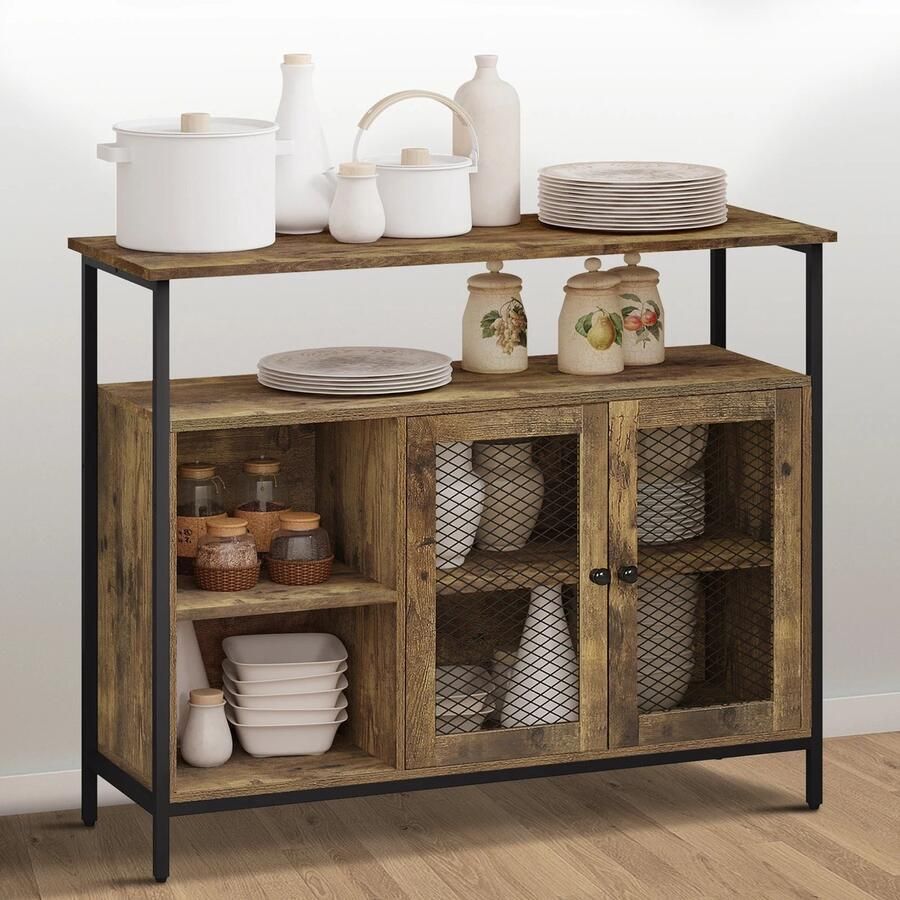 Deze informatie volgt later. Amalee Kast Kleine buffetkast 100X80X35 cm Keukenkast Met Werkblad Verstelbare Planken Ook geschikt als boekenkast of dressoir