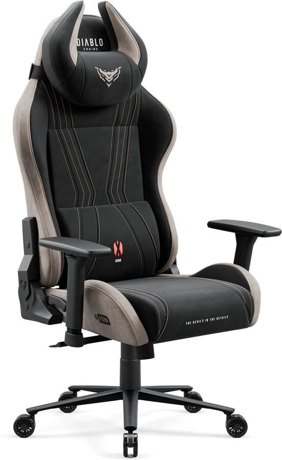 Diablo Chairs DIABLO Gamingstoel X-Horn 2.0 Normale maat ergonomisch gamen en werken Zwart Grijs