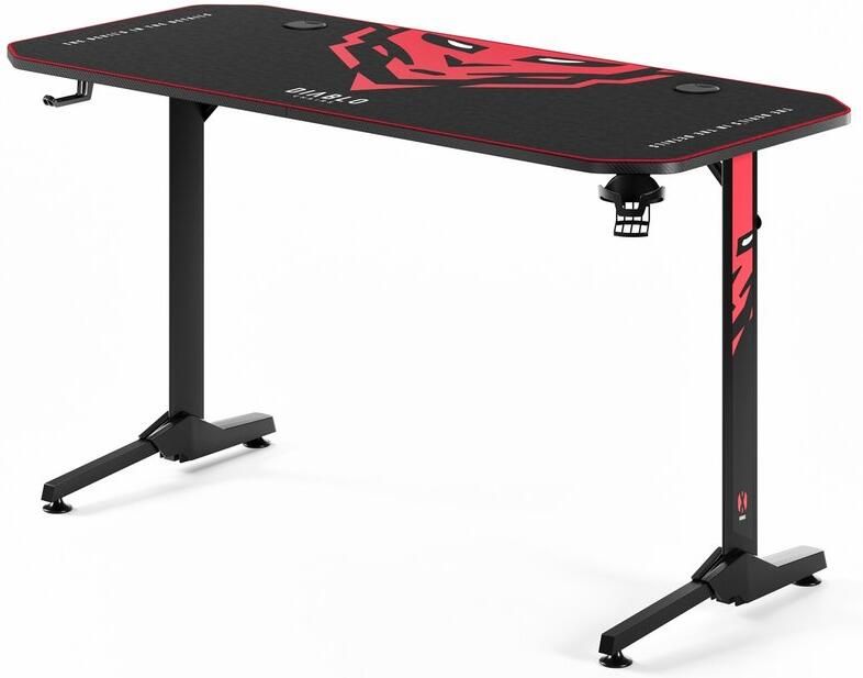Diablo Chairs Gaming Bureau 140cm + Beugels en Muismat ideaal voor gamers Zwart