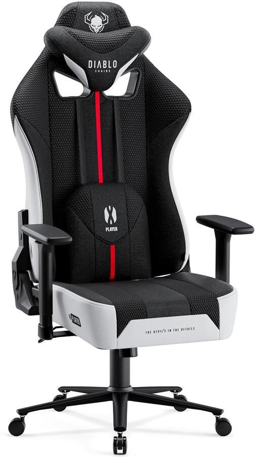 Diablo Chairs Gamingstoel Diablo X-Player 2.0 stof King Size ergonomisch zitten Wit Zwart