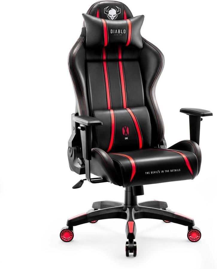 Diablo Chairs Gamingstoel Draaiend X-ONE 2.0 Normale maat ideaal voor gamers Zwart-rood